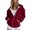 Wine, variant on Womens Striped Print Hooded Fleece Coats Loose Fleece Lined Warm Lightweight Jacket with Pockets