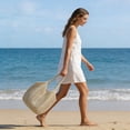 thumbnail image 4 of Bolso de playa tejido con hierba para mujer – Bolso de hombro informal con aberturas, bolso de mano ligero de algodón para vacaciones de verano, bolso de viaje de gran capacidad para uso diario., 4 of 6