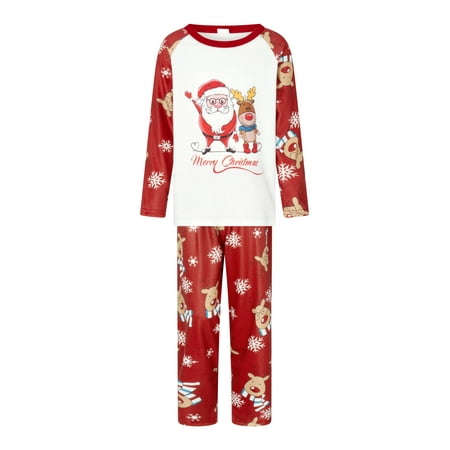 

Christmas Family Pajamas Matching Set Santa Elk Print Tops and Pants