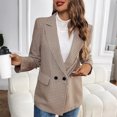 thumbnail image 5 of Wutalume Women's Loose Casual Lapel Loose Long Sleeved Pocket Coat, Fashionable Houndstooth Pattern, Warm and Comfortable, Perfect for Everyday Wear and Office Outings,Khaki M, 5 of 5