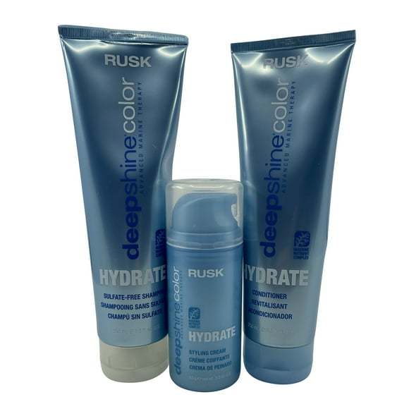 Rusk Deep Shine Shampoo & Conditioner Set 8.5 OZ Each & Styling Cream 3.2 OZ
