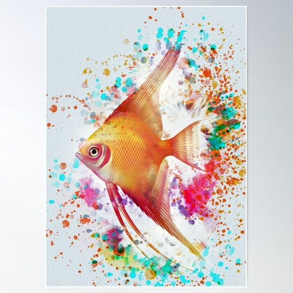 Angel Fish Poster Wall Art, Modern Wall Decor For Living Room Bedroom, 8x12 UNFRAMED