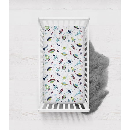 Boys Multiple Options of Crib or Toddler Bed Fitted Sheet 100% Cotton Percale Airspace Aqua/Red/Orange/Green/Navy