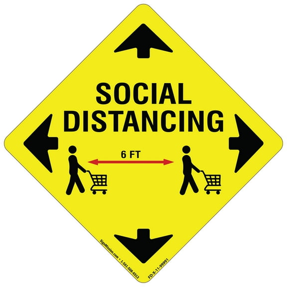 Coronavirus Social Distance 6 Ft Non-Slip Floor Graphic | 11" Vinyl Decal | Protect Your Business, Work Place & Customers | Â Made in The USA