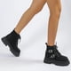thumbnail image 3 of NECHOLOGY Botas Mujer Zapatos Botines de mujer Botas de tobillo gruesas de tacón grueso con cordones decorativos con hebilla de cinturón de cuero sólido a la moda para mujer (Black, 8), 3 of 6