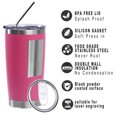thumbnail image 5 of 48pack 20oz magenta insulted tumblers stainless steel cup Tumbler Bulk with push Lid, and metal straw powder coated coffee cup for cold and hot drinking, 5 of 5