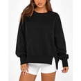 thumbnail image 3 of BTFBM Women's Casual Crewneck Sweatshirts Spring Long Sleeve Side Slit Workout Fleece Pullover Top Fashion Clothing, 3 of 9