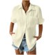 thumbnail image 2 of ICHUANYI Clearance Women's Color Short Sleeved Loose Fitting Shirt Button V-neck Color Shirt Tops(Yellow, XXL) ICHUANYI WER2023080900752, 2 of 6