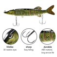 thumbnail image 5 of 20cm 66g Verosimil Multi-articulado 8 segmentos Muskallonga americano Senuelo de pesca cebo nadar Cebo manivela duro Anzuelo Aparejo Verde ejercito, 5 of 5