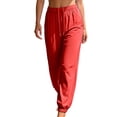 thumbnail image 2 of Lounge Jogger Pants for WomenElastic High Waist Drawstring Lightweight Long Pants Solid Color Versatile Casual Sports Pants with Pockets, 2 of 6