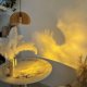 thumbnail image 2 of Lámpara de ambiente con luz y sombra ondulada con patrón de agua giratorio, lámpara de puesta de sol romántica, lámpara de mesa de madera, lámpara de proyección, 2 of 5
