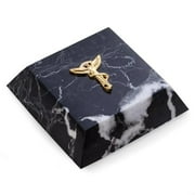 Bey-Berk International R26C Zebra Marble Paperweight with Gold Plated Chiropractor Emblem, Black