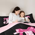 thumbnail image 4 of Erosebridal Pink Floral Letter J Bow Queen Comforter Set for Girls Women, Princess Bowknot Bedding Comforter Set, Reversible, 3-Piece, 4 of 6