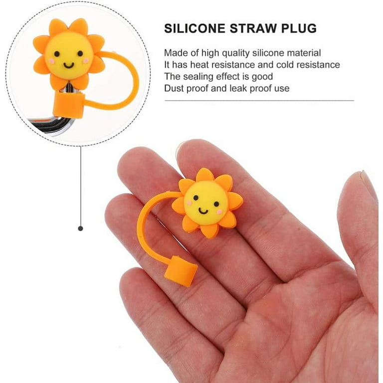 4PCS Straw Cover Cap Straw Tips Cover Cartoon Silicone Drinking Straw Caps  Reusable Straw Tips Straw Covers for Straws Cups Decoration