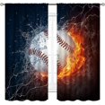 thumbnail image 2 of Baseball Curtains Sports Theme for Men 42W x 63L Inch Rod Pocket Ball in Fire Water Flame Lightening Boys Kids Bedroom Decor Art Printed Living Room Window Drapes Treatment Fabric 2 Panels, 2 of 6