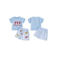 thumbnail image 2 of BemeyourBBs Toddler Baby Boys Summer Clothes Infant Baby Boy Crayfish Outfits Lobster Letter Embroidery Short Sleeve T-Shirts Elastic Waist Stripe Shorts Set Toddler Boys Summer Outfit, 2 of 9