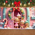 thumbnail image 5 of Pink Theme Christmas Banner Gingerbread Man Design Holiday Banner Christmas Wreath Decoration Bell Ornament Christmas Decoration Banner for Christmas Party Family Gathering Holiday Decoration, 5 of 9