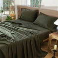 thumbnail image 2 of Ensemble de Draps en Coton Lavé Effet Lin, Respirant, Durable, Doux et Confortable (Orange Foncé Grand Lit), 2 of 7