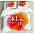 thumbnail image 1 of Colorful King Size Duvet Cover Set, Believe You Can Quote on Warm Toned Color Splashes Motivational Slogan Design, Decorative 3 Piece Bedding Set with 2 Pillow Shams, Multicolor, by Ambesonne, 1 of 3