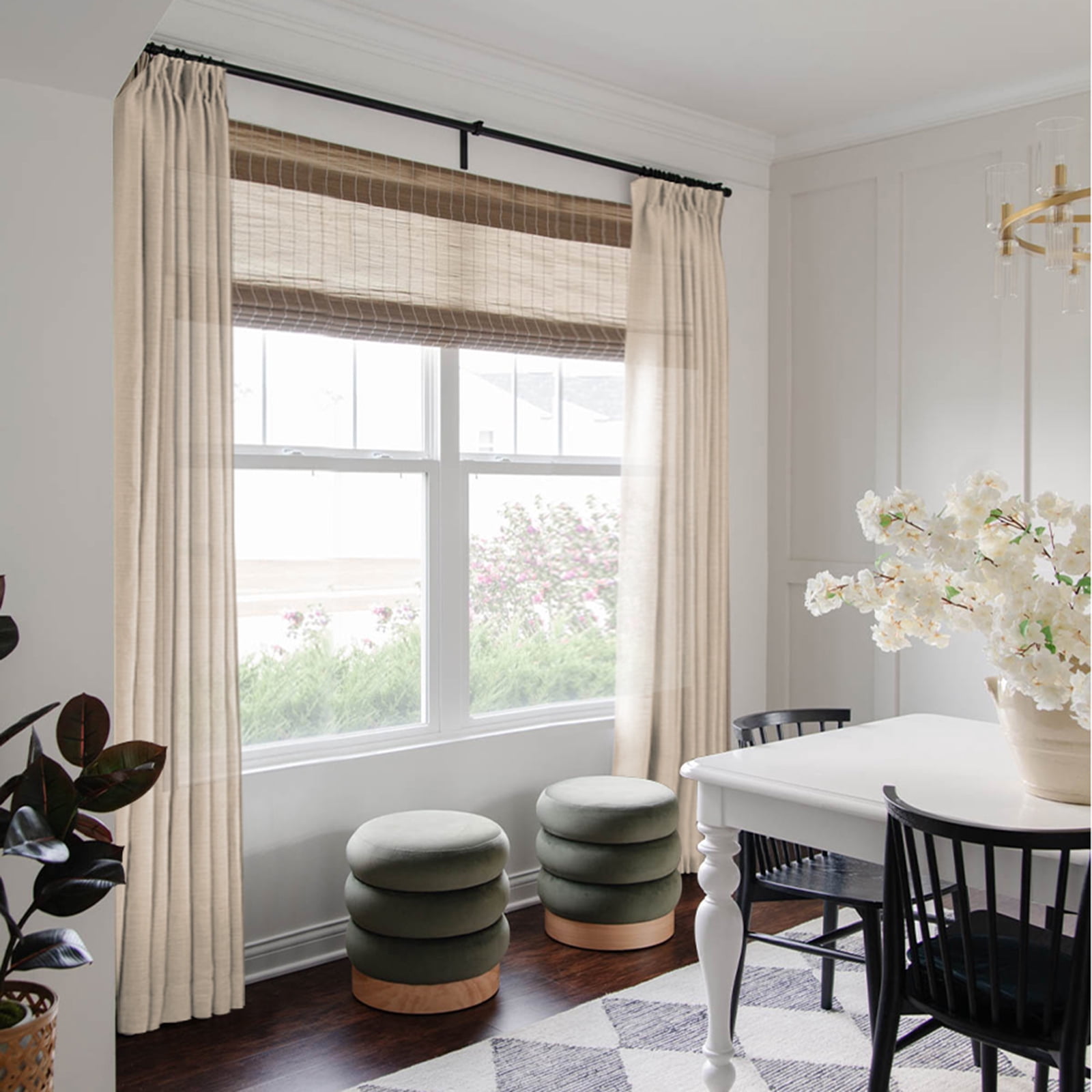 Lapalife Pinch Pleated Sheer Curtains 84 inches Long 2 Panels Set, Linen Pattern Light Filtering Sheer Curtain for Living Room Bedroom with Hooks and Rings, Khaki, 40"x 108"