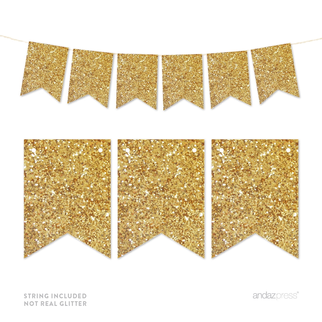 Gold Glitter Pennant Party - Walmart.com
