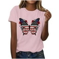 thumbnail image 3 of DDAPJ pyju American Flag Shirts Women Patriotic Shirt 4th of July Tee Tops Round Neck Short Sleeve Summer T-Shirt Lightning Sales Pink XL, 3 of 5