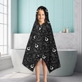 thumbnail image 6 of Black White Cat Snake Book Moon Star Pattern Hooded Bath Towel，50"x30" for Ages 3 To 12 Kids, Quick Dry Lightweight Soft Microfiber Hood Beach Towel Cover Up for Kids, 6 of 7