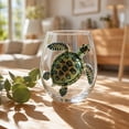 thumbnail image 6 of Homellea Artisanal Sea Turtle Glassware, 2D Turtle Stemless Wine Glass, 4.2 Inch Animal Drinking Glass with Blue Green Artwork for Cocktails, Water, Juice, Home Bar and Beach Lover Gift, 6 of 7