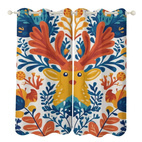 Forest Animals (15) Blackout Curtains, Watercolor Pattern Window Treatment Grommet Curtains for Bedroom Thermal Insulated Window Curtains for Living Room 2 Panel Set