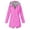 A1#Hot Pink1553, variant on Women's Hooded Rain Jacket Drawstring Waist Striped Lined Windbreaker With Side Pockets