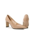 thumbnail image 4 of Crocowalk Womens Lightweight Comfort Pointed Toe Heeled Pump Casual Fashion Non-slip Block Pumps Apricot 8, 4 of 8