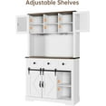 thumbnail image 5 of Homhougo Farmhouse Coffee Bar Cabinet with Storage,72" Tall Buffet Cabinet White with Sliding Barn Door and 3 Drawers,Liquor Cabinet with 9 Wine & Glasses Rack,Pantry Cabinet for Kitchen,Dining Room, 5 of 6