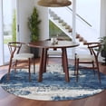 thumbnail image 3 of Abstract Mottled Texture Round Rugs for Living Room 5ft Blue Gary Stitching Non Slip Circle Rug Washable Low-Profile Indoor Carpet for Bedroom, Dining Room, Bathroom, 3 of 9
