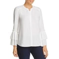 thumbnail image 1 of Design History Ruffle Bell Sleeve Blouse (White, M), 1 of 5