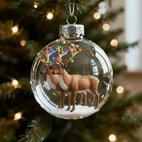 Christmas Decorations Hanging Ornaments for Crafts 2D Flat Decor with Reindeer & Santa Scenes for Indoor, Fireplace, Holiday Party Supplies