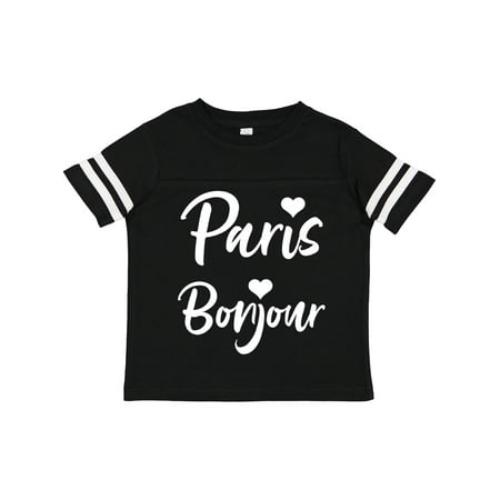 

Inktastic Paris Bonjour with Hearts in White Text Gift Toddler Boy or Toddler Girl T-Shirt