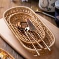 thumbnail image 5 of 2 Pcs Hand Woven Rattan Oval Basket Fruit Dessert Serving Platter for Dinner Party Decoration Plate Afternoon Tea Fruit Trays, 5 of 8
