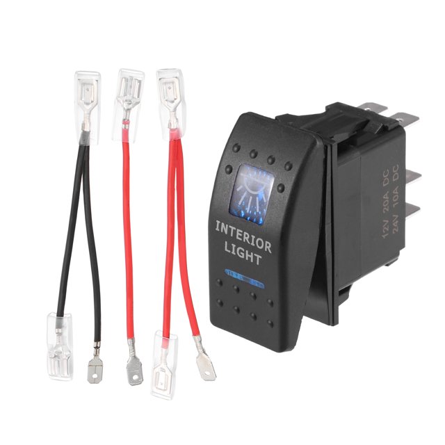 Kit de Interruptor de Palanca de Luz Interior Impermeable de 5 Pines para Coche 20A/12V 10A/24V SPST encendido/apagado Universal Azul
