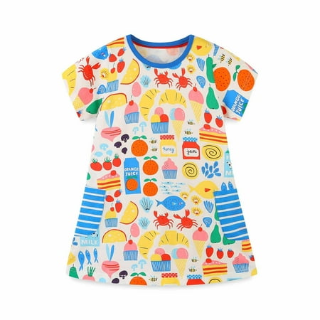 

LWZWM First Communion Dress for Girls Short Sleeve Crewneck Cotton Easter Gifts for Toddlers Blue 6-7 Years