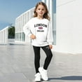thumbnail image 3 of SNKSDGM Girls Easter Outfits for Girls Size 6X Spring Outfits for Girls Size 6X Girl's City Letter Printed Crew Neck Long Sleeve Hoodie and Leggings Toddler Outfits for Girls 2T-4T 5-6 Years, 3 of 7