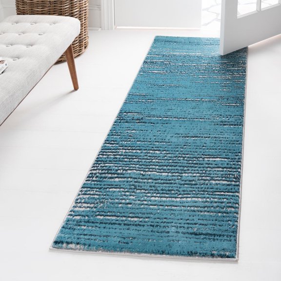 Unique Loom Oasis Collection Area Rug - Calm (2' x 6' Runner Blue/Navy Blue)