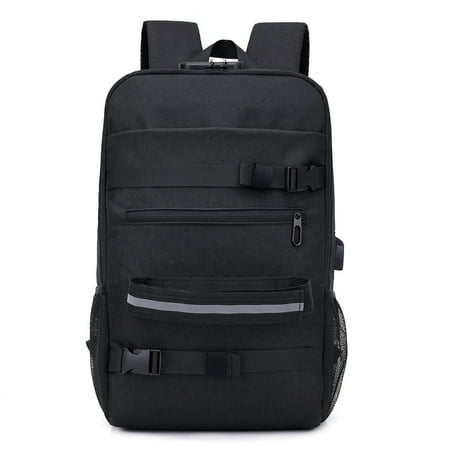 - Anti-theft Skateboard Backpack Laptop Backpack College Backpack Travel School Bag with Lock and USB Port