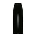 thumbnail image 6 of Feancey Velvet Capri Pants for Women Elastic High Waist Wide Leg Capris Velour Casual Palazzo Pants Dressy Elegant Party Cropped Trousers Holiday Gifts Black S, 6 of 6