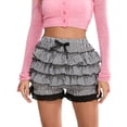 thumbnail image 2 of Michellecmm  Women's Fashion Shorts Fashion Lace Trim Layered Ruffle Short Pants, 2 of 9