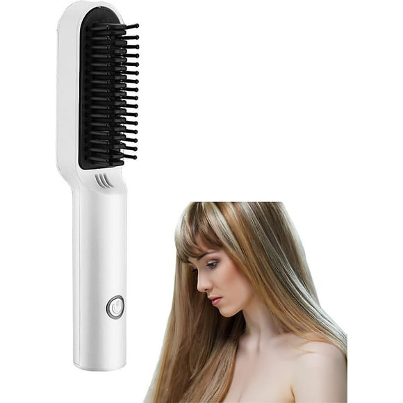 Portable Travel Cordless Hair Straightening Brush & Curler With Constant Temperature Anti-scald Usb Rechargeable Electric