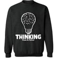 thumbnail image 2 of OXI Crewneck Sweatshirt - Thinking Please Be Patient,Basic Casual Sweatshirts for Men's and Women Fleece Sweatshirt Long Sleeve- Dark Heather Small, 2 of 2
