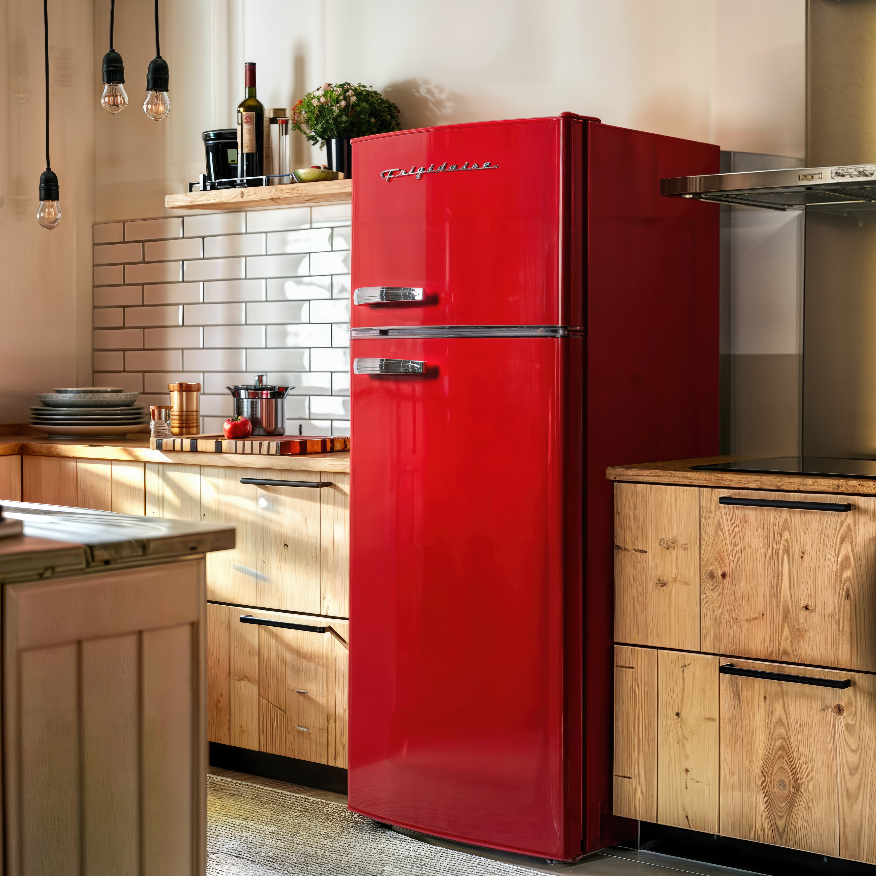 Frigidaire 7.5 Cu Ft. Retro Refrigerator, Top Mount Compact Fridge, Red