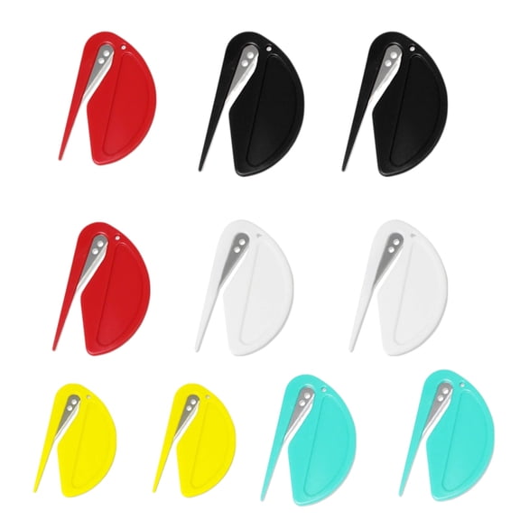 10 Pack Envelope Opener Letter Slitter, Mini Plastic Mail Opener with Stainless Steel Blade, Compact Handheld Cutter for Home Office School