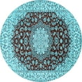thumbnail image 1 of Ahgly Company Indoor Round Medallion Light Blue Traditional Area Rugs, 8' Round, 1 of 4