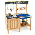 thumbnail image 1 of Costway Kids Kitchen Playset Wooden Outdoor Mud Kitchen Pretend Play Toy W/ Kitchenware, 1 of 10